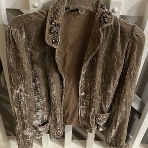 Elie Tahari black label velvet jacket size 6. Rayon and silk with beading